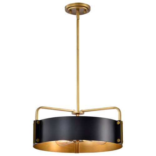 Main product image of Altos 4 Light Medium Pendant Matte Black and Natural Brass Finish