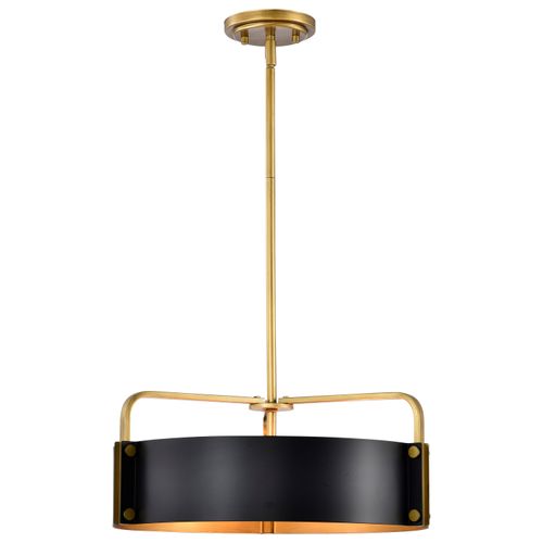 Main product image of Altos 4 Light Medium Pendant Matte Black and Natural Brass Finish