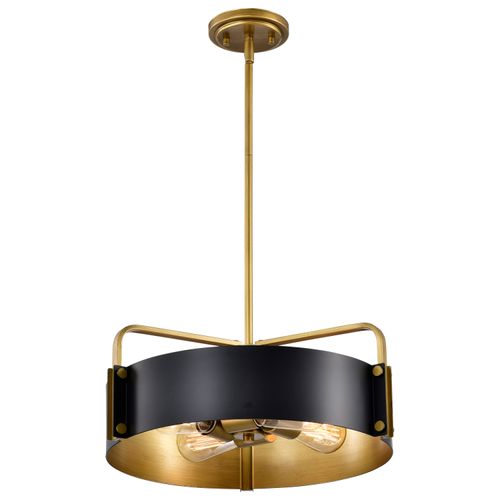 Main product image of Altos 4 Light Medium Pendant Matte Black and Natural Brass Finish