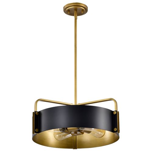Main product image of Altos 4 Light Medium Pendant Matte Black and Natural Brass Finish