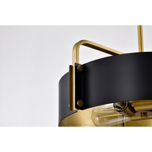Main product image of Altos 4 Light Medium Pendant Matte Black and Natural Brass Finish