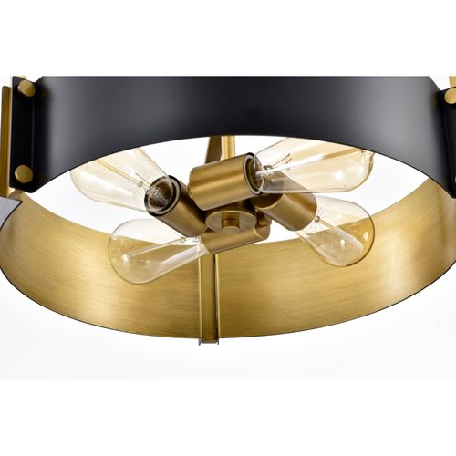 Main product image of Altos 4 Light Medium Pendant Matte Black and Natural Brass Finish