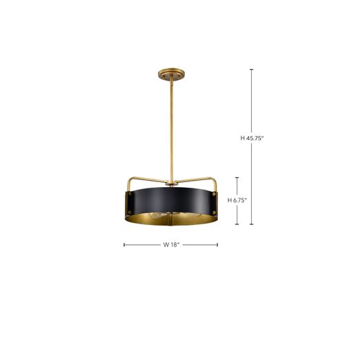 Main product image of Altos 4 Light Medium Pendant Matte Black and Natural Brass Finish