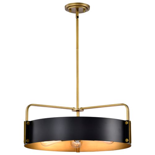 Main product image of Altos 5 Light Large Pendant Matte Black and Natural Brass Finish