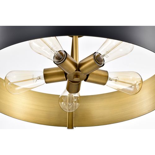 Main product image of Altos 5 Light Large Pendant Matte Black and Natural Brass Finish