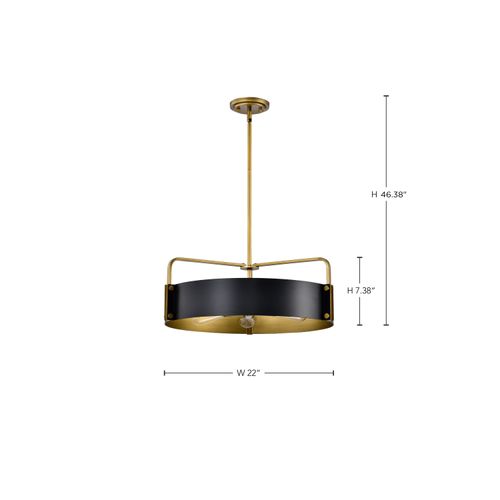 Main product image of Altos 5 Light Large Pendant Matte Black and Natural Brass Finish