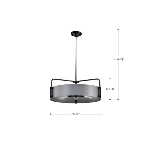 Main product image of Altos 5 Light Large Pendant Gray and Matte Black Finish