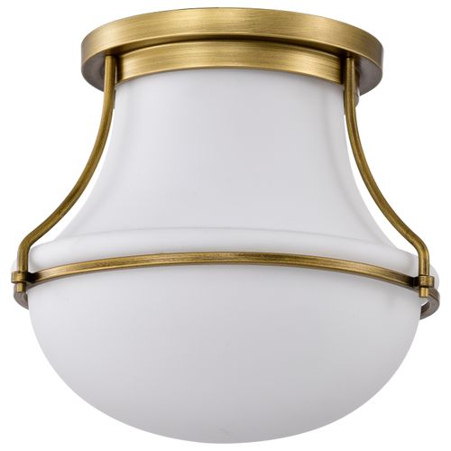 Main product image of Valdora 1 Light Flush Mount 14 Inches Natural Brass Finish White Opal Glass