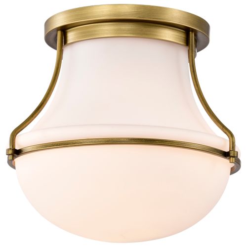 Main product image of Valdora 1 Light Flush Mount 14 Inches Natural Brass Finish White Opal Glass