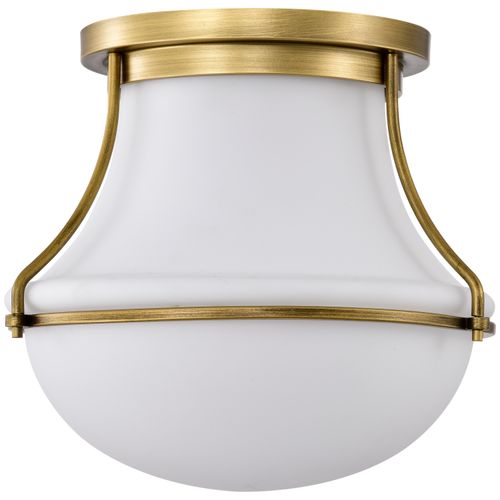 Main product image of Valdora 1 Light Flush Mount 14 Inches Natural Brass Finish White Opal Glass