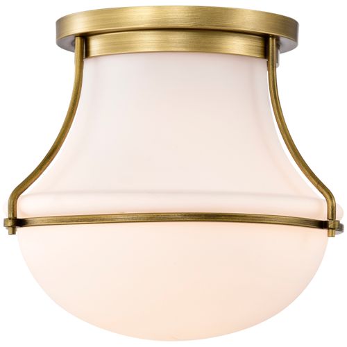 Main product image of Valdora 1 Light Flush Mount 14 Inches Natural Brass Finish White Opal Glass