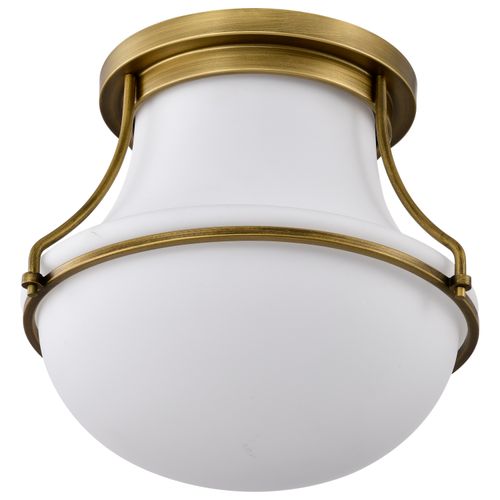 Main product image of Valdora 1 Light Flush Mount 14 Inches Natural Brass Finish White Opal Glass