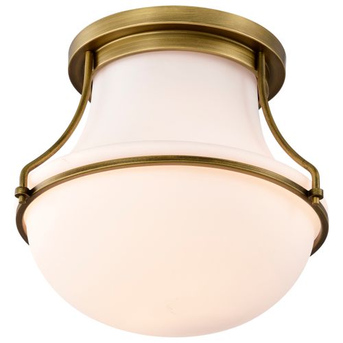 Main product image of Valdora 1 Light Flush Mount 14 Inches Natural Brass Finish White Opal Glass