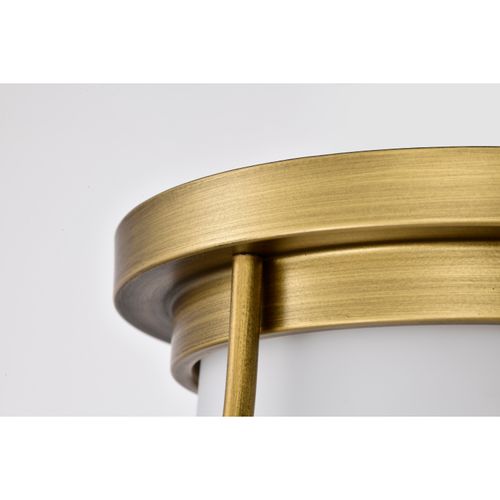 Main product image of Valdora 1 Light Flush Mount 14 Inches Natural Brass Finish White Opal Glass
