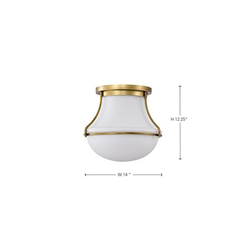 Main product image of Valdora 1 Light Flush Mount 14 Inches Natural Brass Finish White Opal Glass