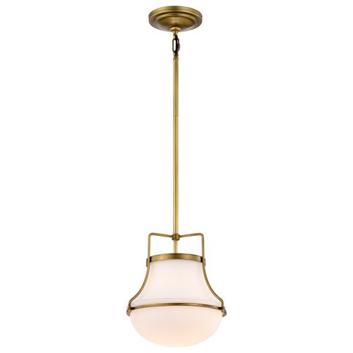 Main product image of Valdora 1 Light Pendant 10 Inches Natural Brass Finish White Opal Glass