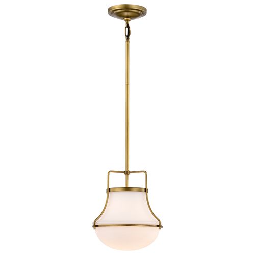 Main product image of Valdora 1 Light Pendant 10 Inches Natural Brass Finish White Opal Glass