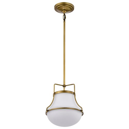 Main product image of Valdora 1 Light Pendant 10 Inches Natural Brass Finish White Opal Glass