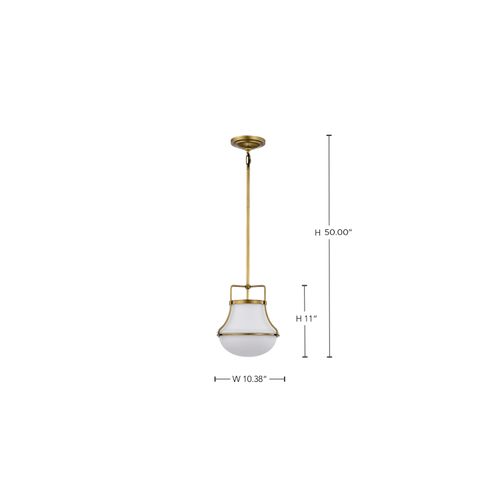 Main product image of Valdora 1 Light Pendant 10 Inches Natural Brass Finish White Opal Glass