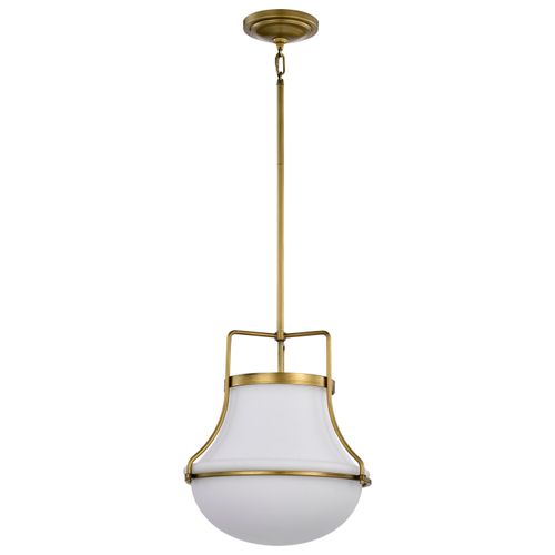 Main product image of Valdora 1 Light Pendant 14 Inches Natural Brass Finish White Opal Glass