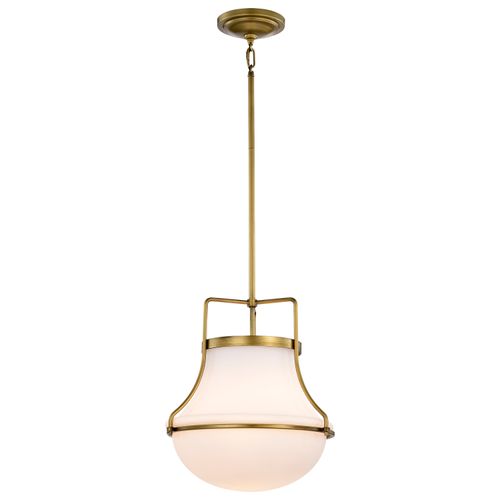 Main product image of Valdora 1 Light Pendant 14 Inches Natural Brass Finish White Opal Glass