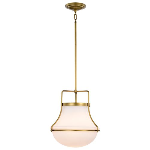 Main product image of Valdora 1 Light Pendant 14 Inches Natural Brass Finish White Opal Glass