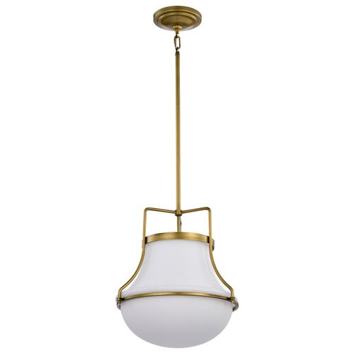 Main product image of Valdora 1 Light Pendant 14 Inches Natural Brass Finish White Opal Glass