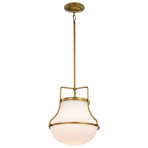 Main product image of Valdora 1 Light Pendant 14 Inches Natural Brass Finish White Opal Glass