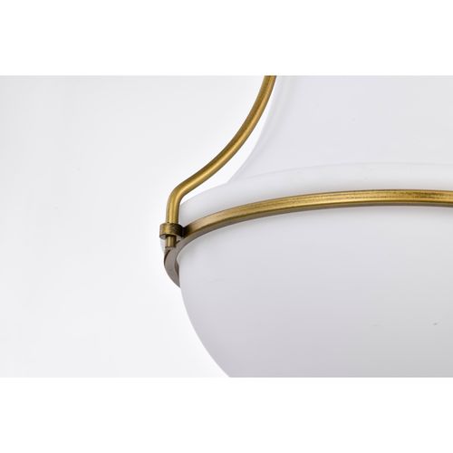 Main product image of Valdora 1 Light Pendant 14 Inches Natural Brass Finish White Opal Glass