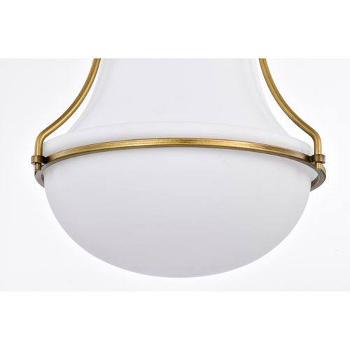 Main product image of Valdora 1 Light Pendant 14 Inches Natural Brass Finish White Opal Glass