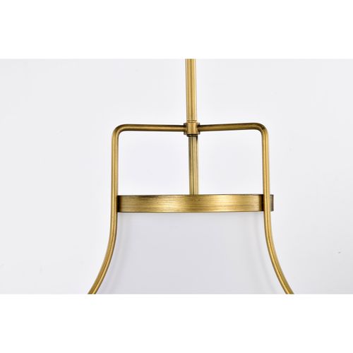 Main product image of Valdora 1 Light Pendant 14 Inches Natural Brass Finish White Opal Glass
