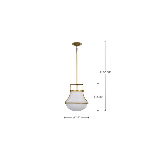 Main product image of Valdora 1 Light Pendant 14 Inches Natural Brass Finish White Opal Glass