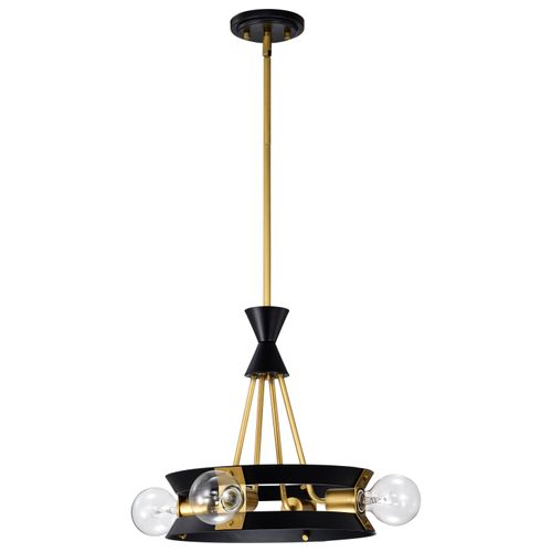 Main product image of Marsden 4 Light Chandelier Matte Black and Natural Brass Finish