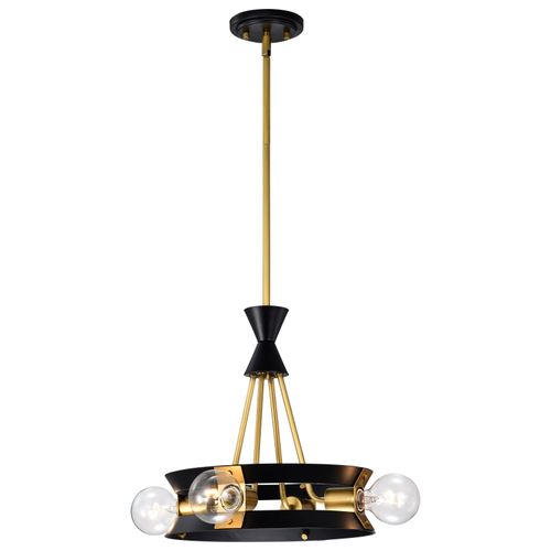 Main product image of Marsden 4 Light Chandelier Matte Black and Natural Brass Finish