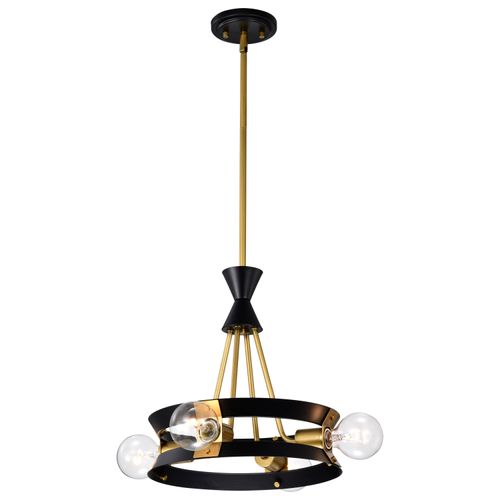 Main product image of Marsden 4 Light Chandelier Matte Black and Natural Brass Finish