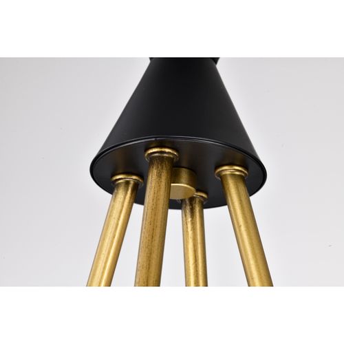 Main product image of Marsden 4 Light Chandelier Matte Black and Natural Brass Finish