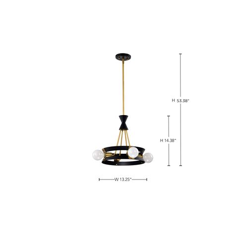 Main product image of Marsden 4 Light Chandelier Matte Black and Natural Brass Finish