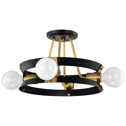 Main product image of Marsden 4 Light Semi Flush Matte Black and Natural Brass Finish