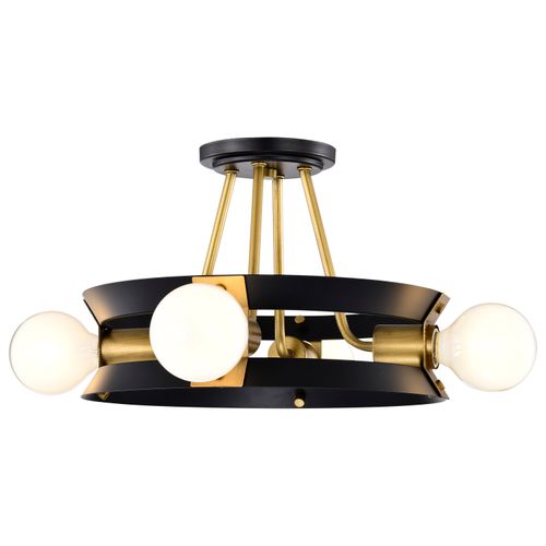 Main product image of Marsden 4 Light Semi Flush Matte Black and Natural Brass Finish