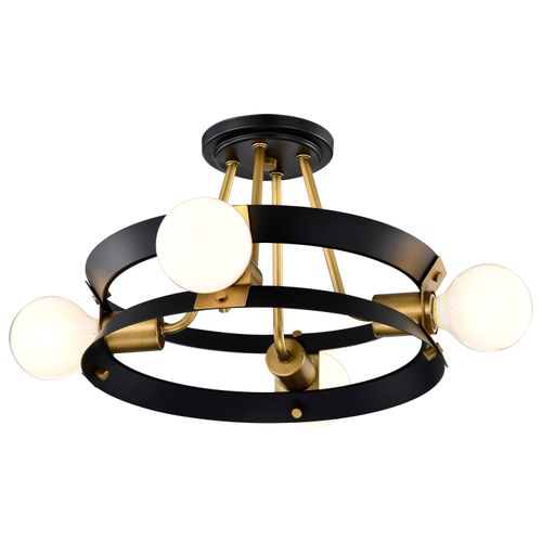 Main product image of Marsden 4 Light Semi Flush Matte Black and Natural Brass Finish
