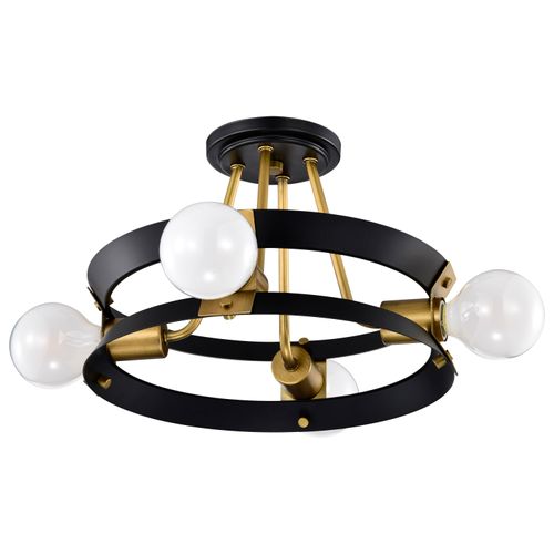 Main product image of Marsden 4 Light Semi Flush Matte Black and Natural Brass Finish