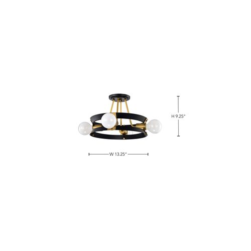 Main product image of Marsden 4 Light Semi Flush Matte Black and Natural Brass Finish