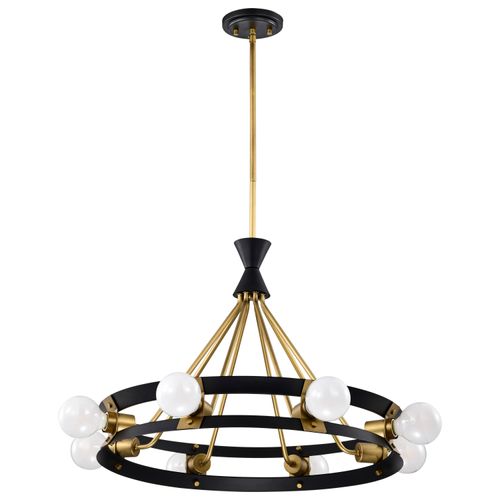 Main product image of Marsden 8 Light Chandelier Matte Black and Natural Brass Finish