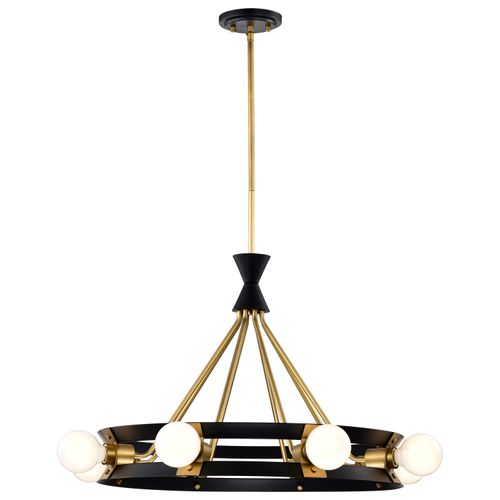 Main product image of Marsden 8 Light Chandelier Matte Black and Natural Brass Finish