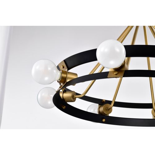Main product image of Marsden 8 Light Chandelier Matte Black and Natural Brass Finish