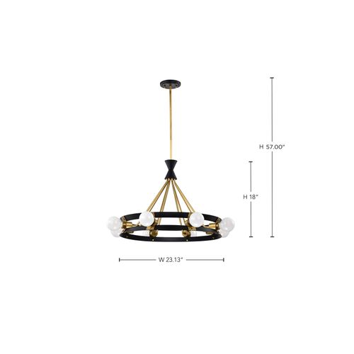 Main product image of Marsden 8 Light Chandelier Matte Black and Natural Brass Finish