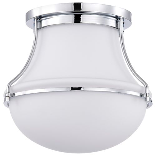 Main product image of Valdora 1 Light Flush Mount 10 Inches Polished Nickel White Opal Glass