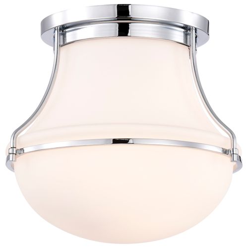 Main product image of Valdora 1 Light Flush Mount 10 Inches Polished Nickel White Opal Glass