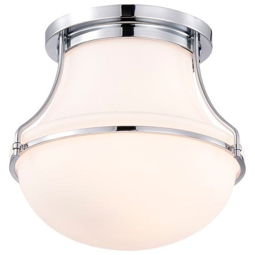Main product image of Valdora 1 Light Flush Mount 10 Inches Polished Nickel White Opal Glass