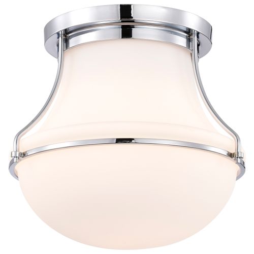 Main product image of Valdora 1 Light Flush Mount 14 Inches Polished Nickel White Opal Glass